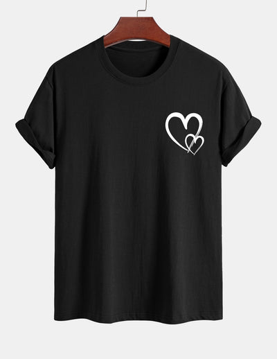 Regular Fit Heart Print Cotton T-Shirt