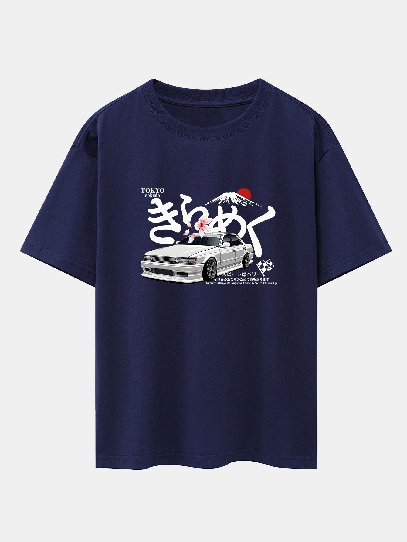 Tokyo Mt. Fuji Car Print Drop Shoulder Oversize T-Shirt