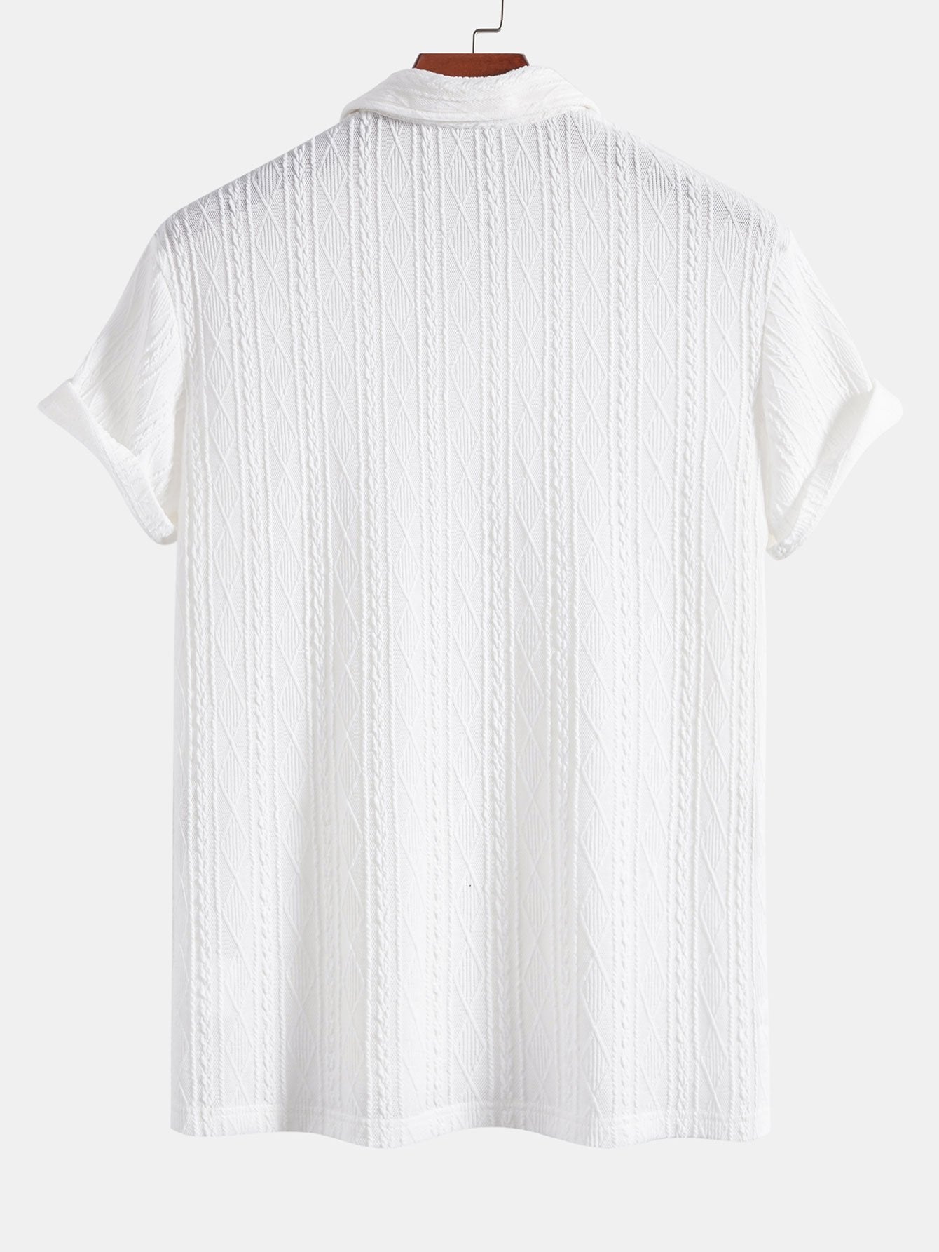 Knitted Rhombus Geometric Jacquard Polo