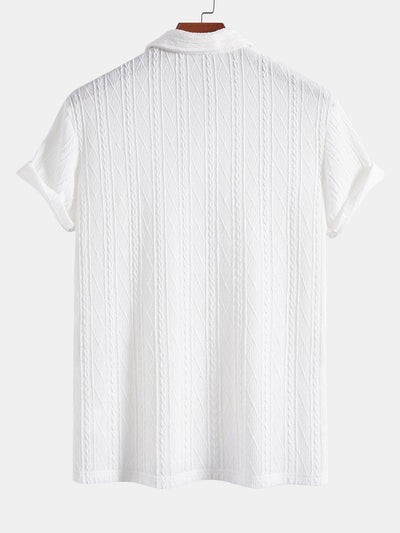 Knitted Rhombus Geometric Jacquard Polo