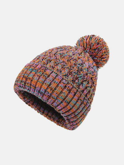 Jacquard Knit Beanie Hat With Pom Pom