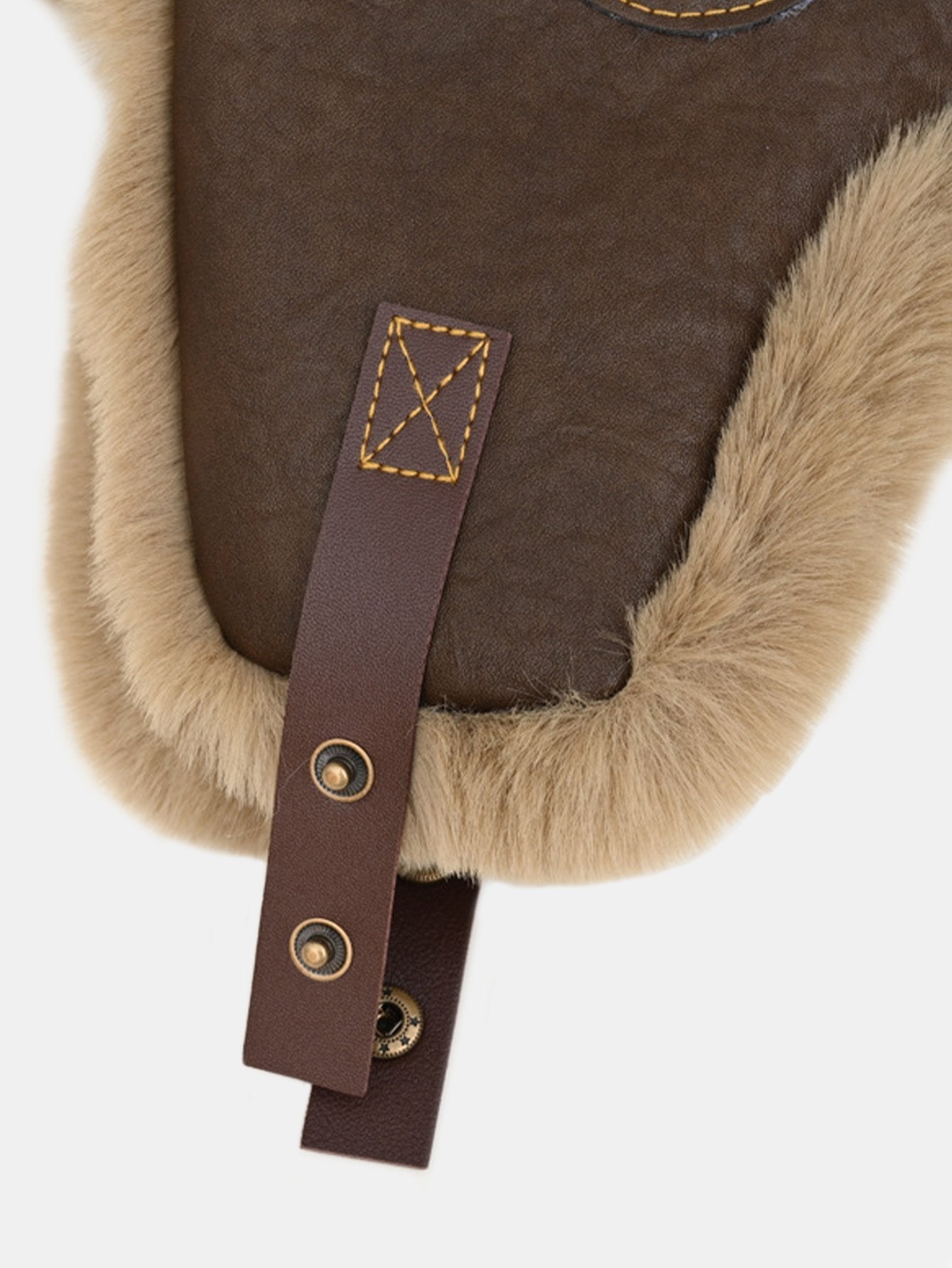 Faux Leather Plush  Aviator Trooper Trapper Hat