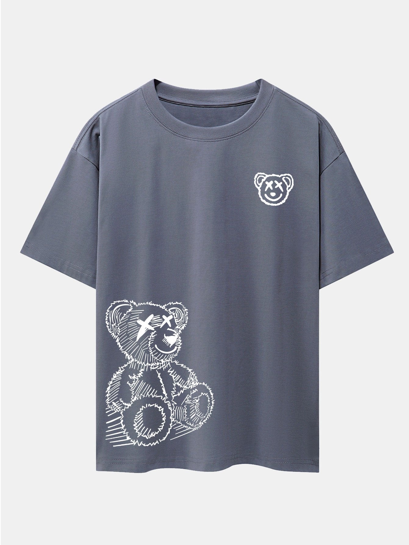 Cartoon Bear Print Drop Shoulder Oversize T-Shirt