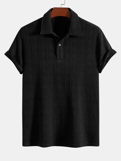 Knitted Rhombus Geometric Jacquard Polo