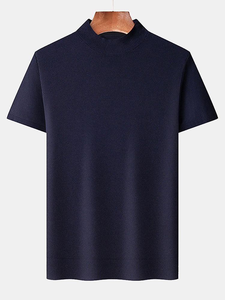 Short Sleeve Muscle Fit Mock Neck Sweater