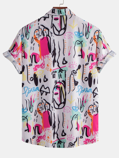 Graffiti Print Button Up Shirt
