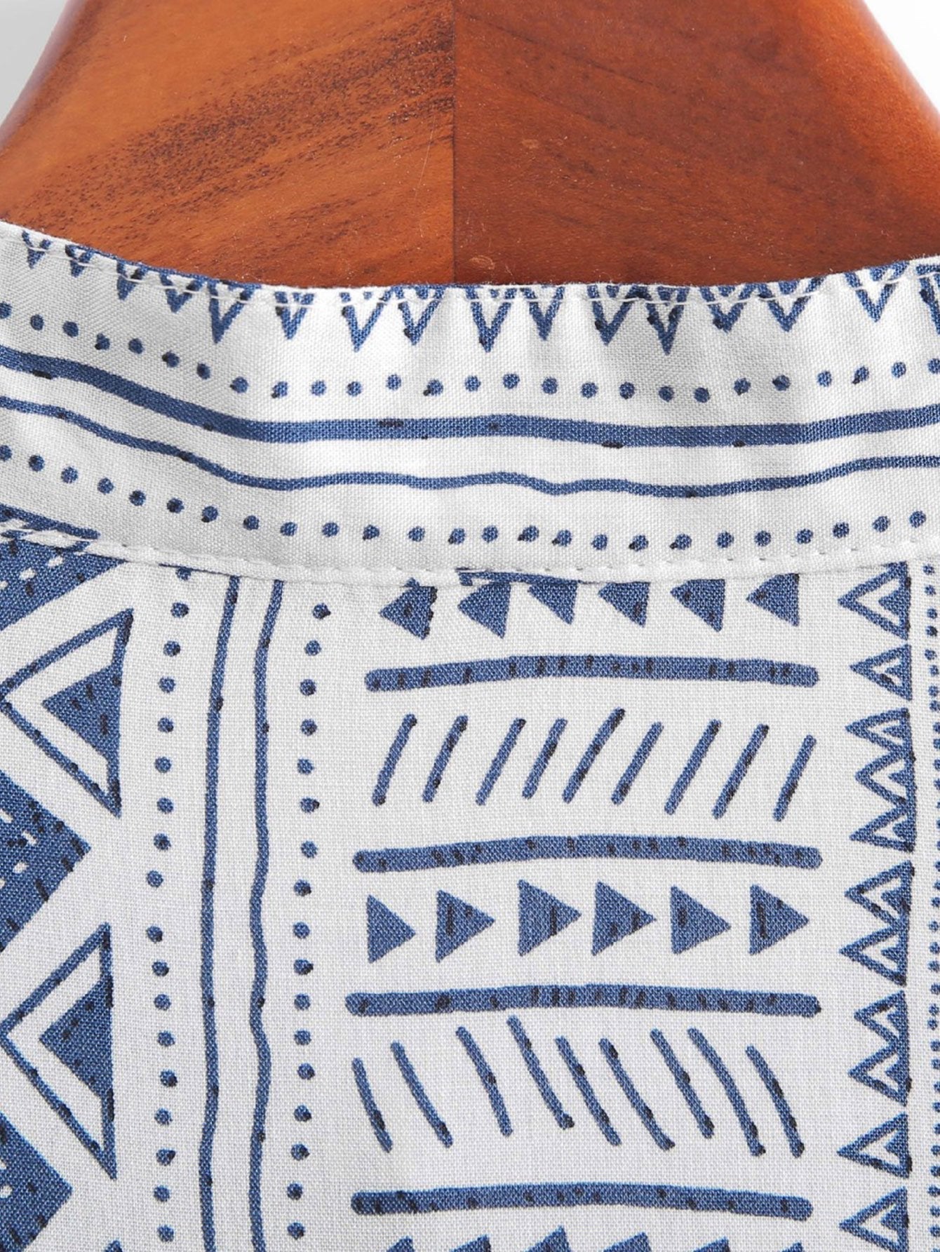 Tribal Geometric Print Half Placket Henley Collar Shirt