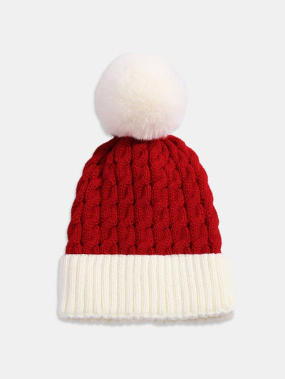 Jacquard Knit Beanie Hat With Pom Pom