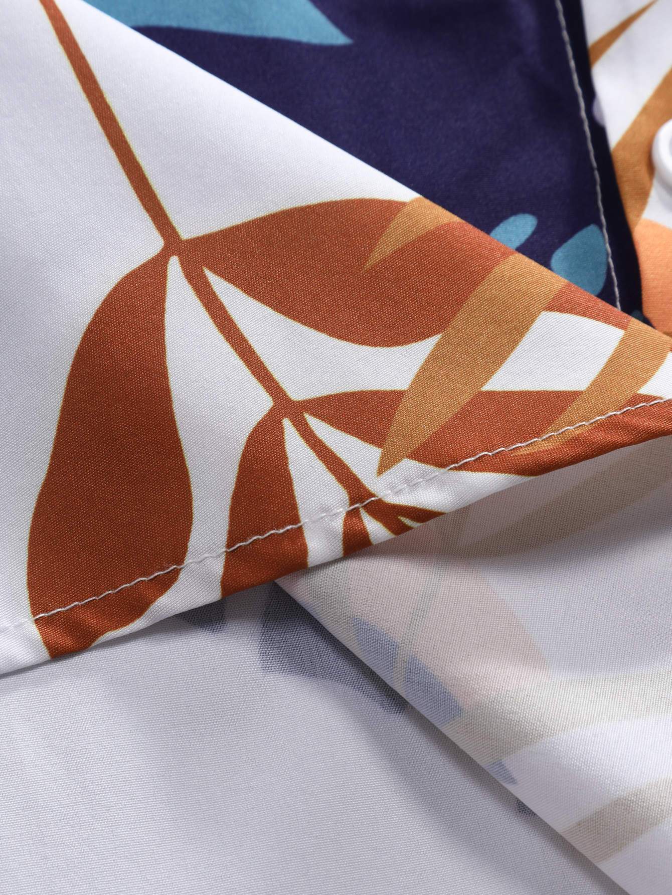 Colorful Leaf Print Button Up Shirt