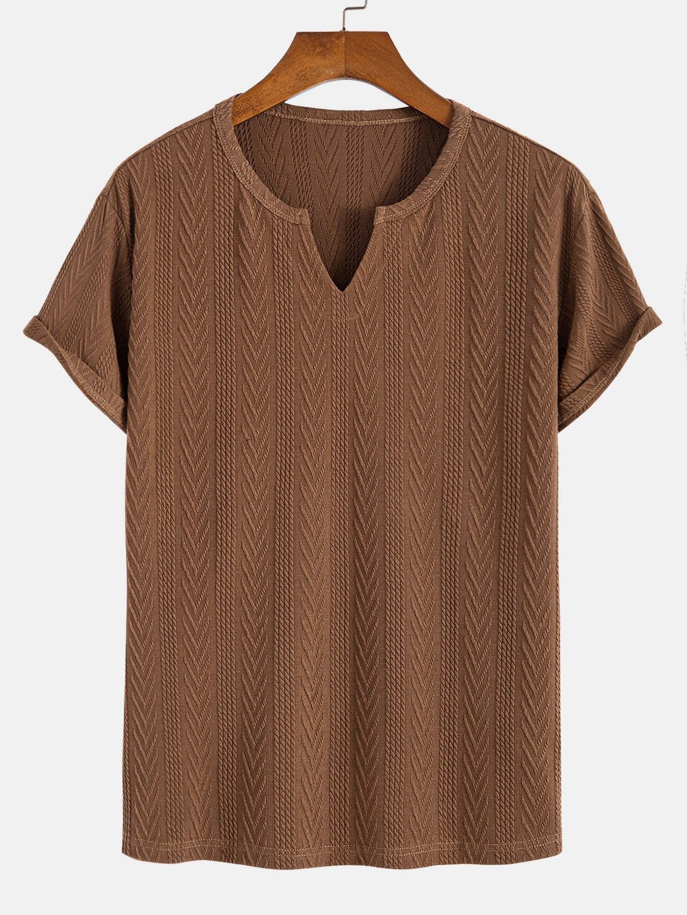 Muscle Fit Geometric Jacquard Notch T-Shirt