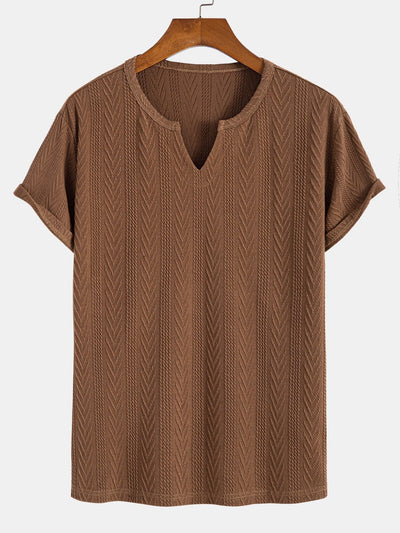 Muscle Fit Geometric Jacquard Notch T-Shirt