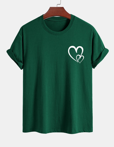 Regular Fit Heart Print Cotton T-Shirt
