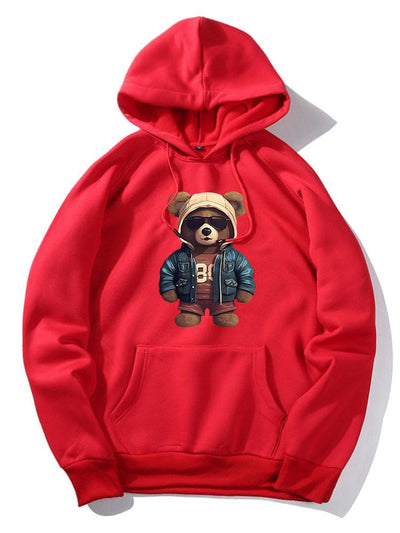 Bear In Leather Jacket Print Hoodie