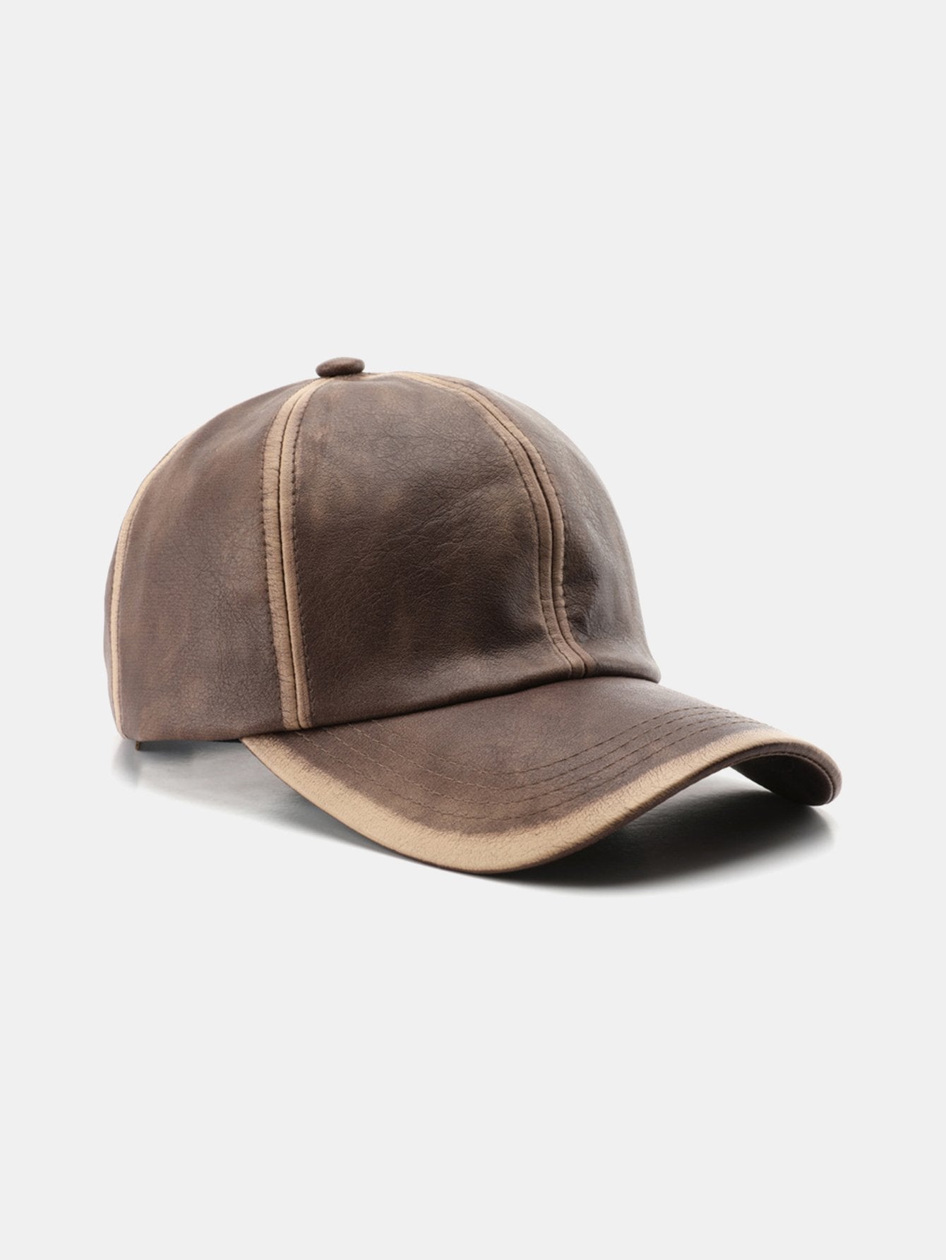 Vintage PU Leather Distressed Baseball Cap