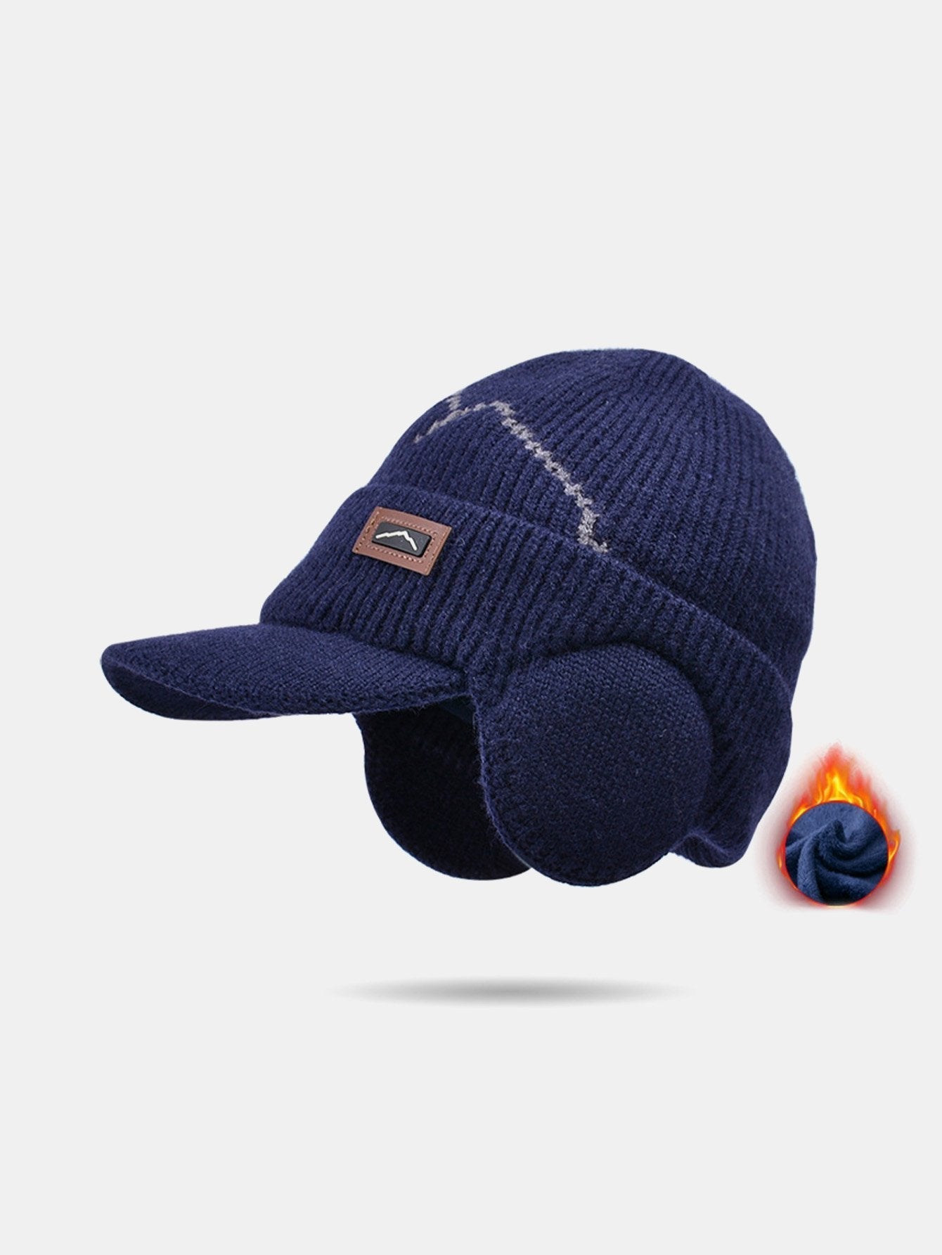 Outdoor Plush Warm Knitted Earflaps Baseball Cap