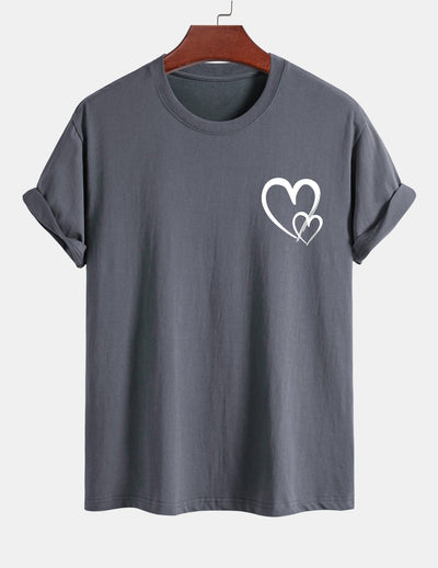 Regular Fit Heart Print Cotton T-Shirt