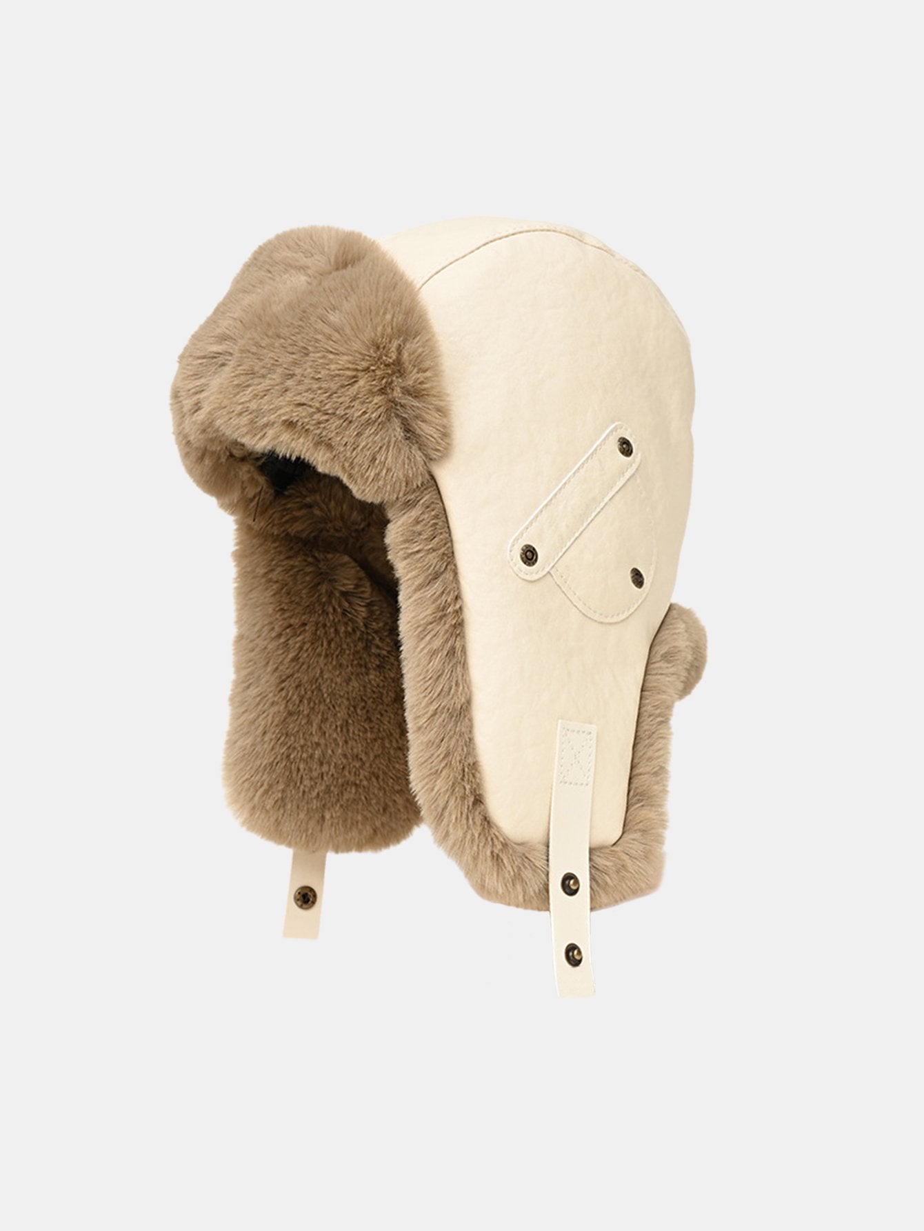 Faux Leather Plush  Aviator Trooper Trapper Hat
