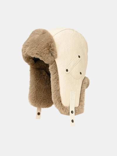Faux Leather Plush  Aviator Trooper Trapper Hat
