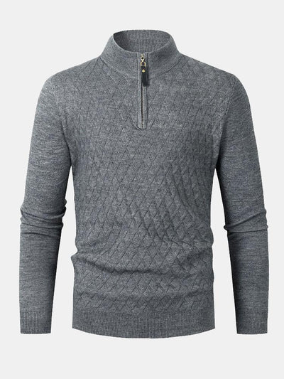 Diamond Mock Neck Quarter Zip Sweater