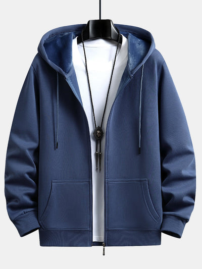 Plush Lined Relax Fit Zip Hoodie