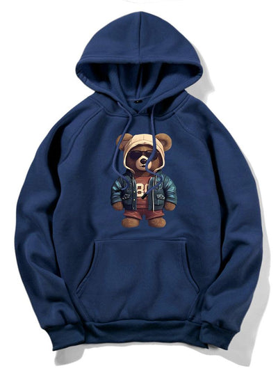 Bear In Leather Jacket Print Hoodie