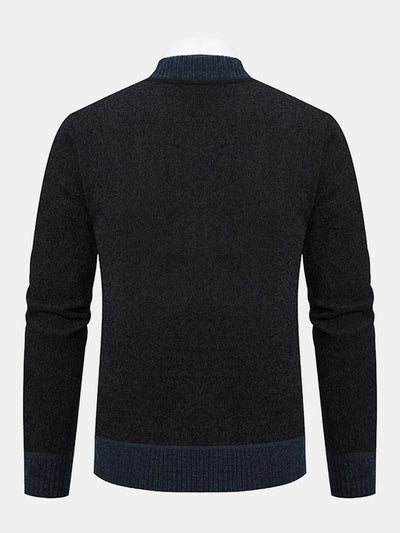 Elk Embroidered Contrast Baseball Collar Sweater