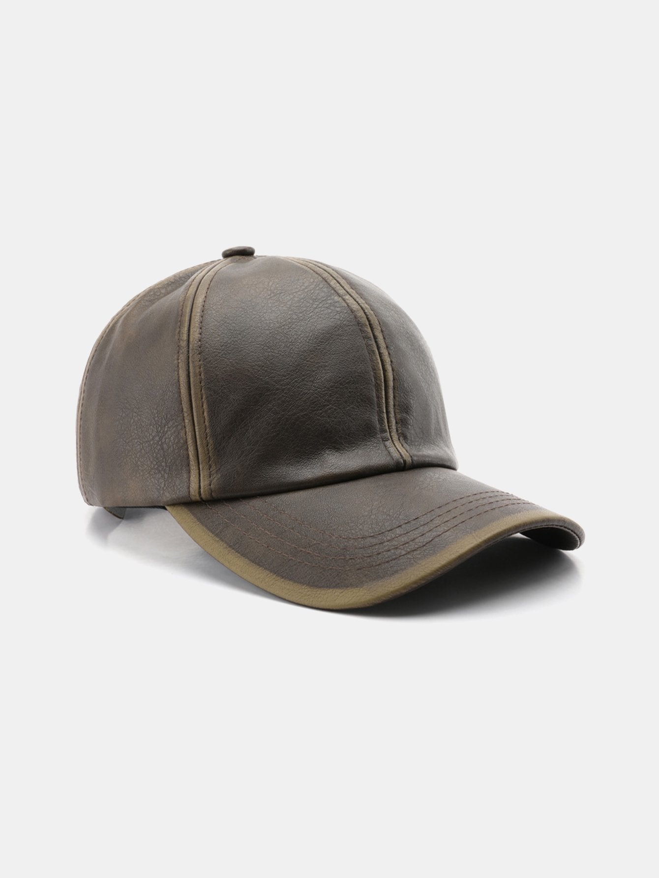 Vintage PU Leather Distressed Baseball Cap