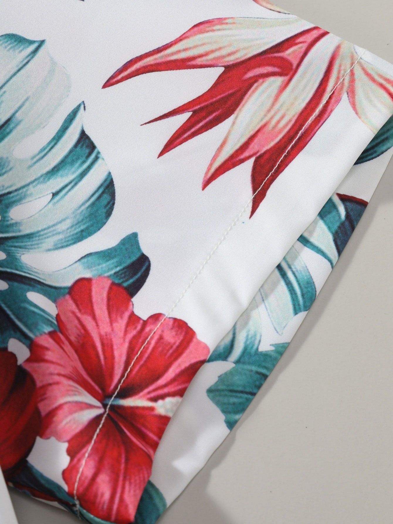 Tropical Floral Print Button Up Shirt