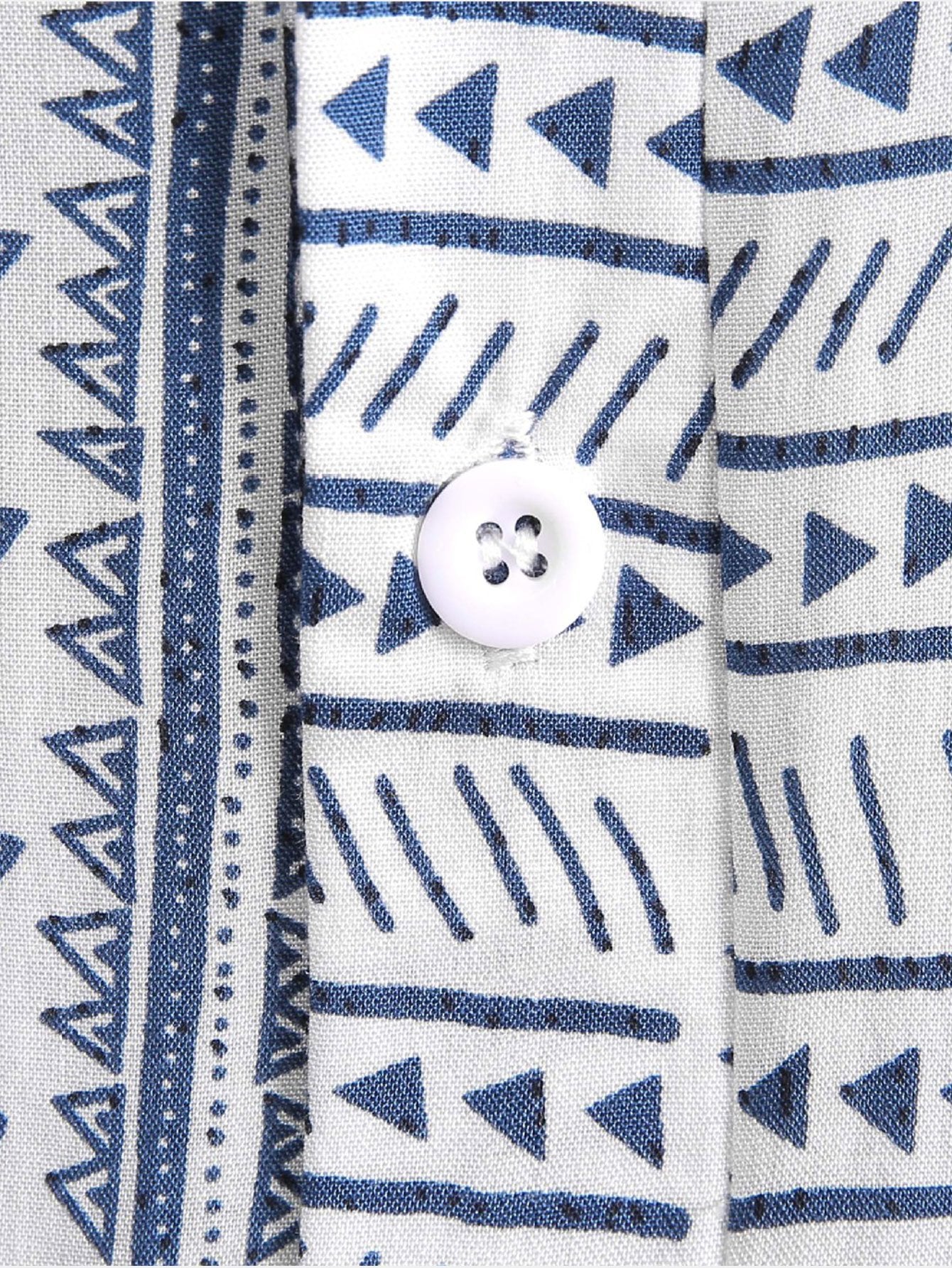Tribal Geometric Print Half Placket Henley Collar Shirt