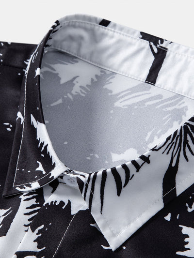 Palm Trees Print Button Up Shirt