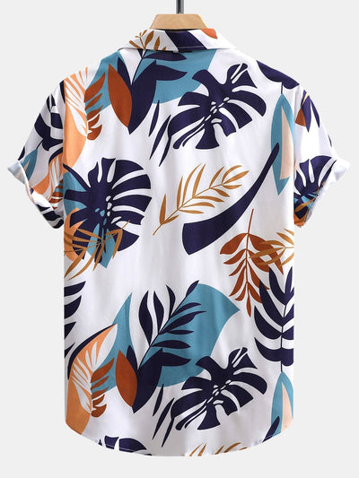 Colorful Leaf Print Button Up Shirt