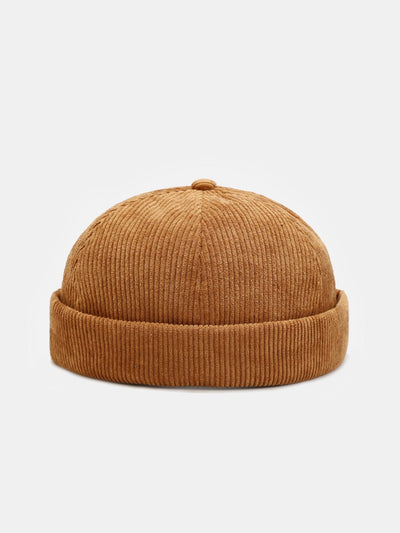 Hip Hop Stripe Corduroy Brimless Hat