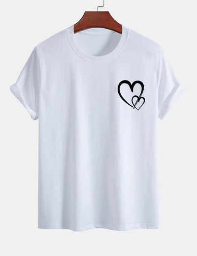 Regular Fit Heart Print Cotton T-Shirt