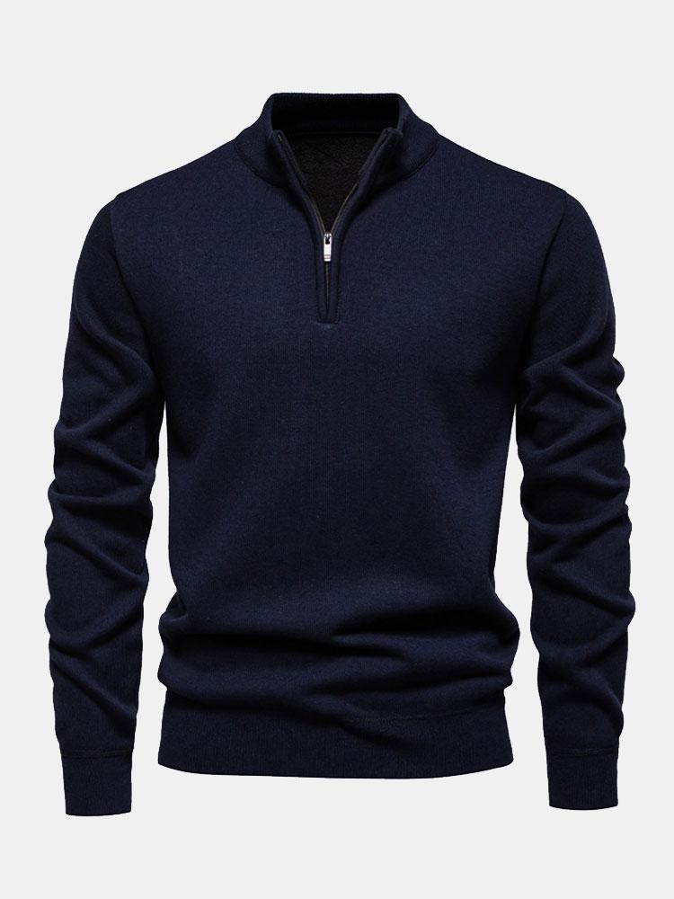 Relax Fit Zip Up Neck Sweater