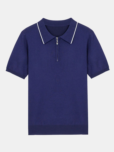 Solid Zip Sweater Polo