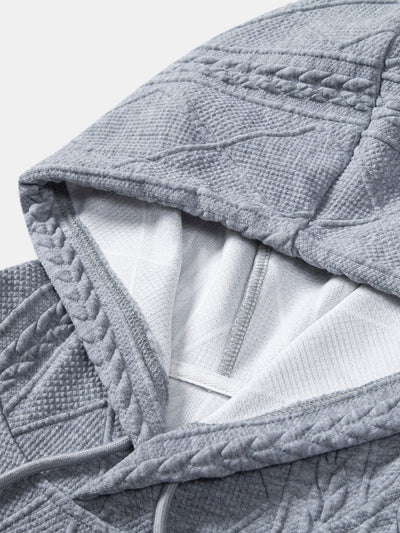 Relax Fit Geometric Jacquard Hoodie