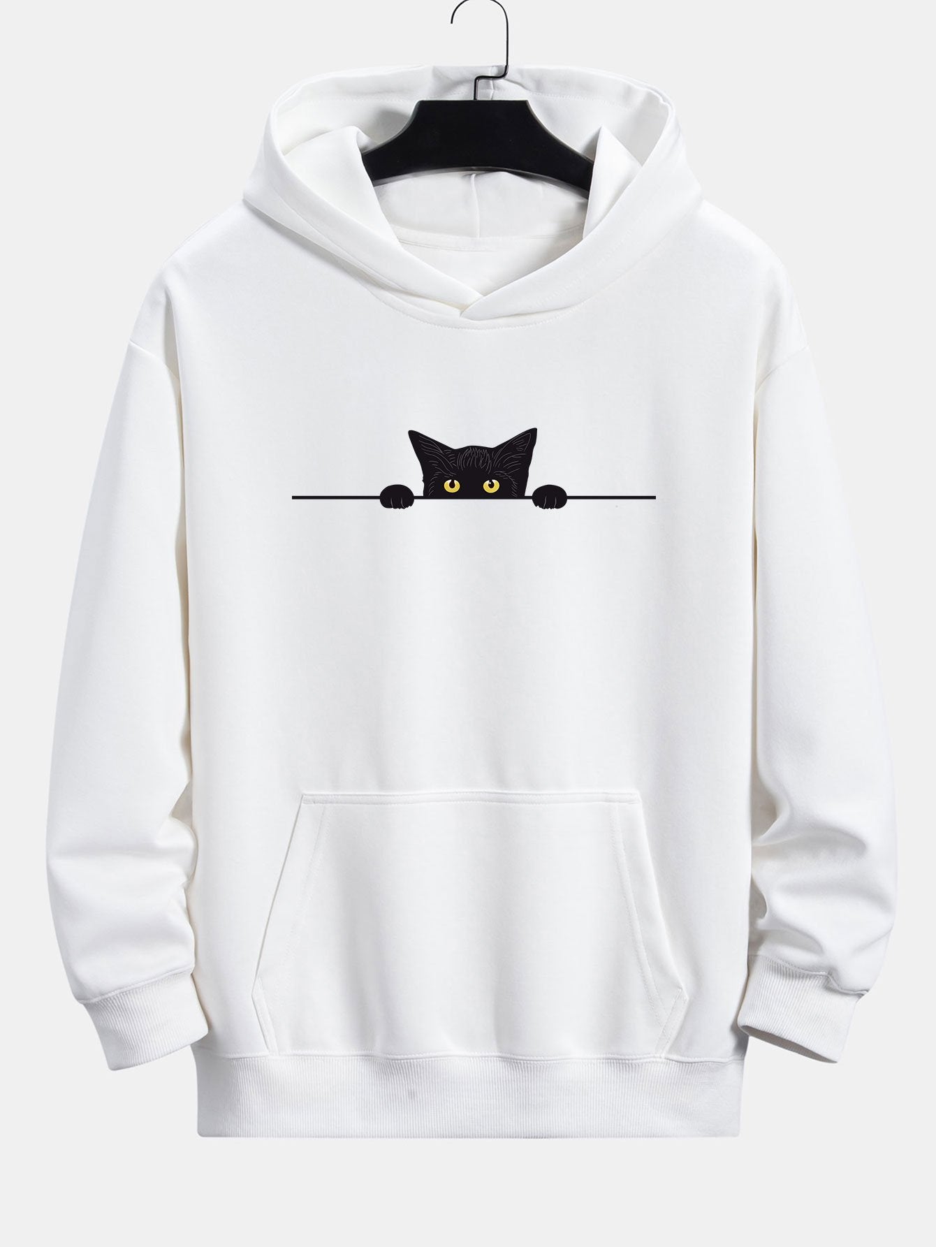 Black Cat Print Relax Fit Hoodie