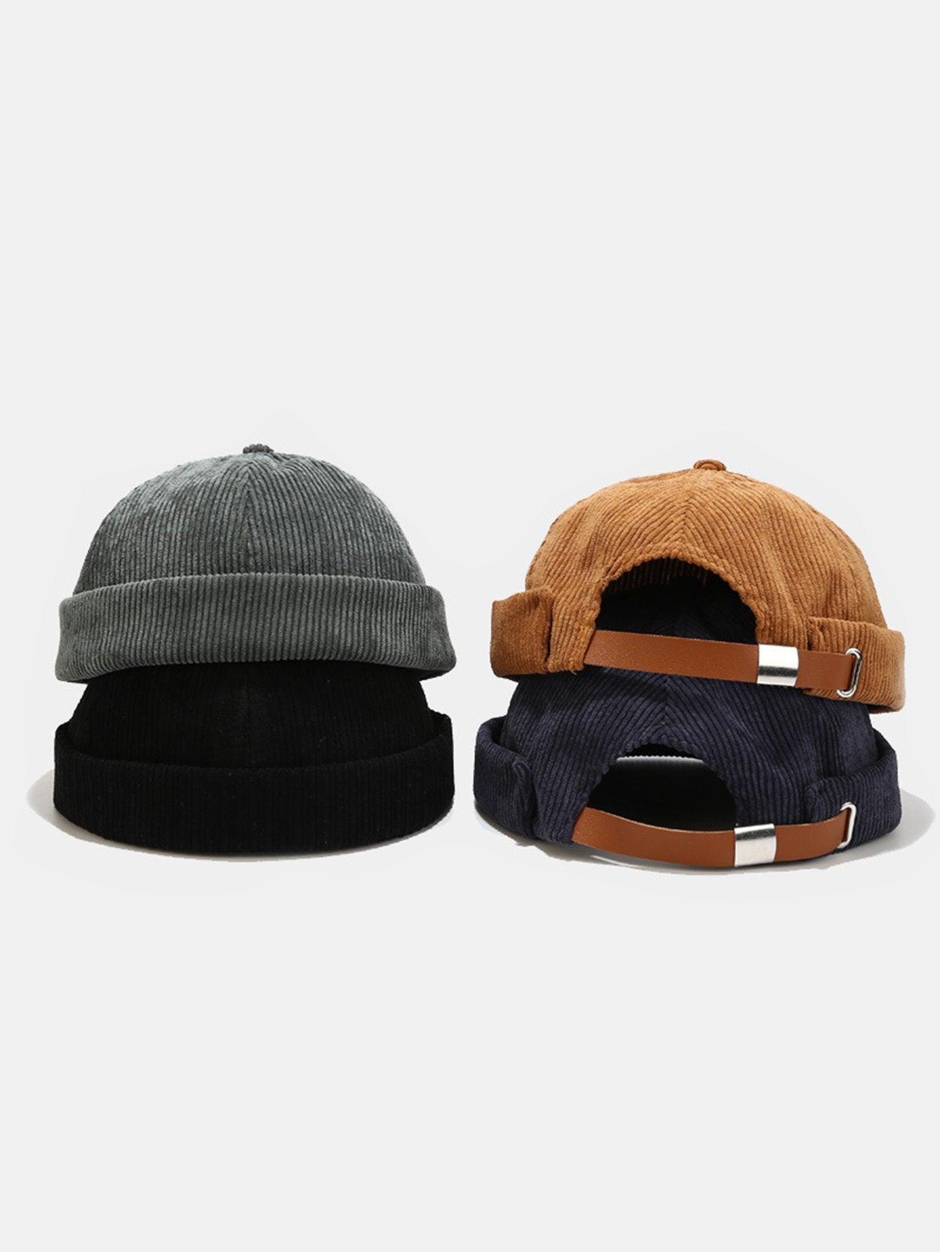 Hip Hop Stripe Corduroy Brimless Hat