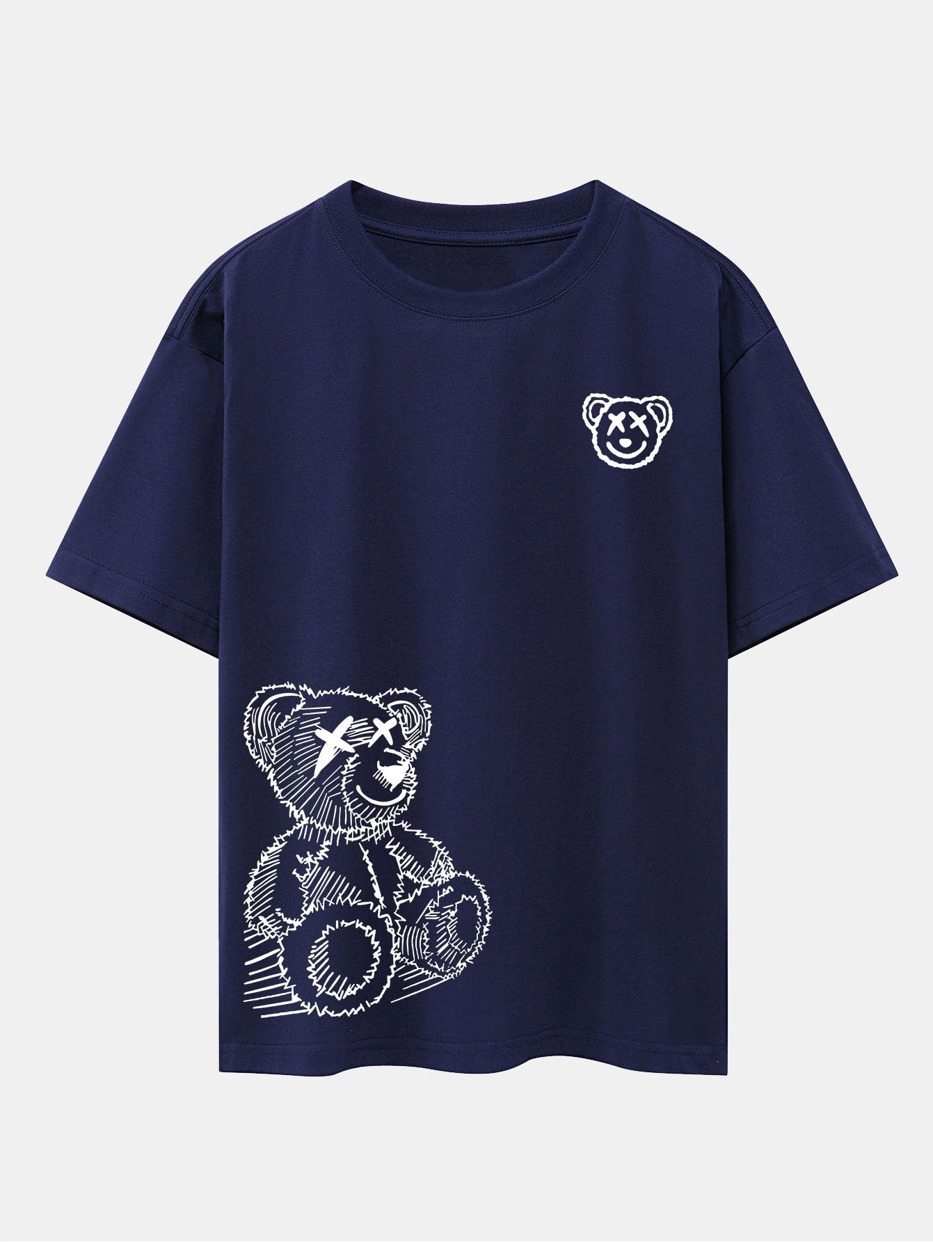 Cartoon Bear Print Drop Shoulder Oversize T-Shirt