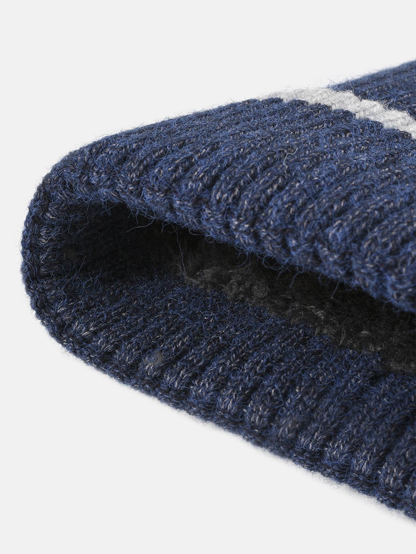 Faux Rabbit Fur Fleece Lined Warm Knit Beanie Hat