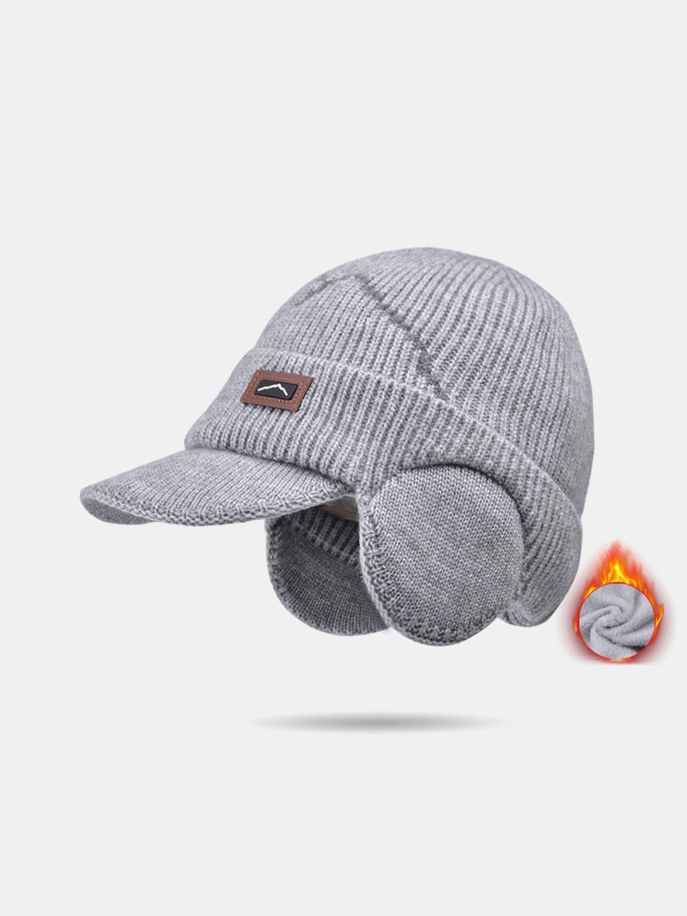 Outdoor Plush Warm Knitted Earflaps Baseball Cap