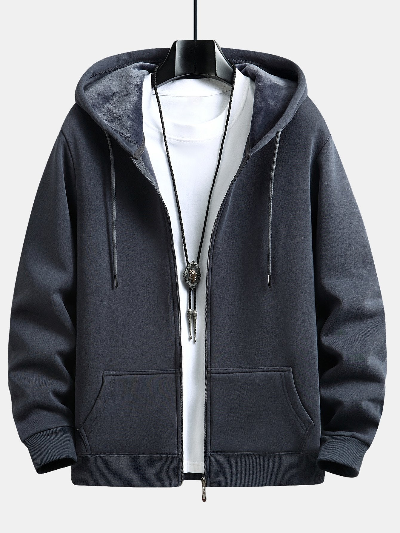Plush Lined Relax Fit Zip Hoodie
