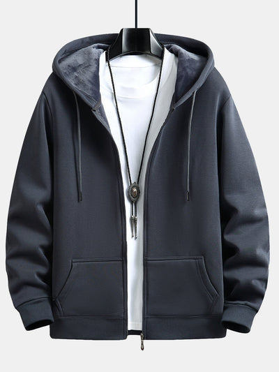 Plush Lined Relax Fit Zip Hoodie
