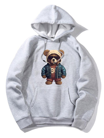 Bear In Leather Jacket Print Hoodie