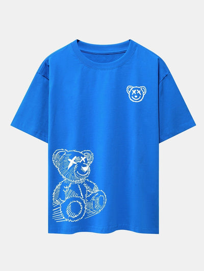 Cartoon Bear Print Drop Shoulder Oversize T-Shirt