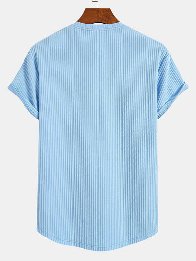 Muscle Fit Notch Ribbed Arc Hem T-Shirt