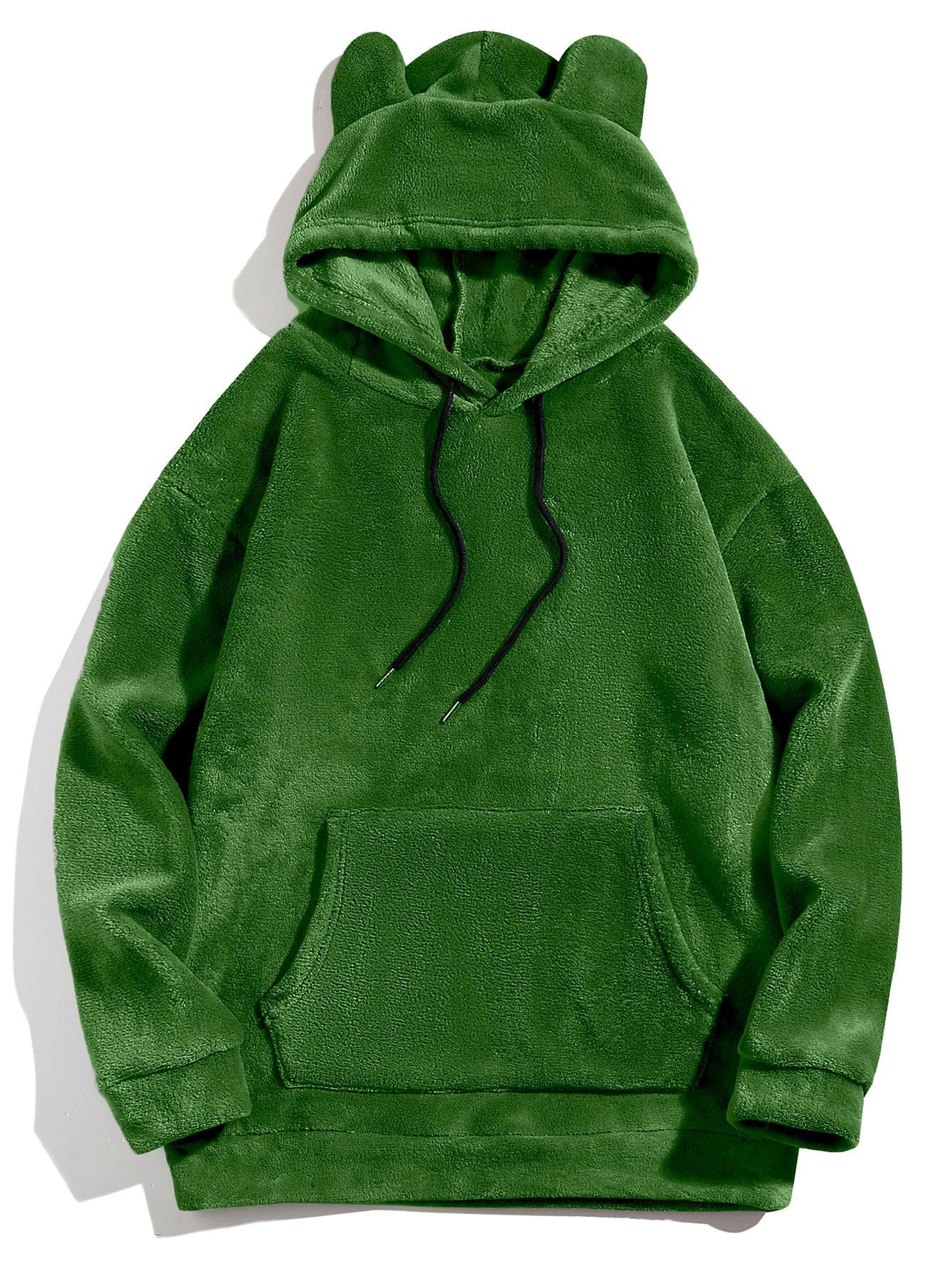 Relax Fit Teddy Fleece Hoodie With Ears