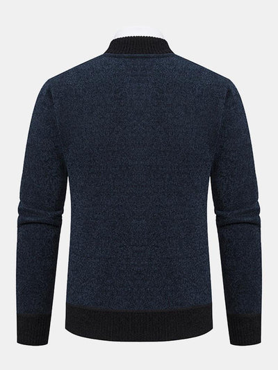 Elk Embroidered Contrast Baseball Collar Sweater