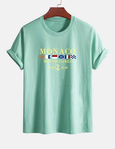 Regular Fit Monaco Slogan Print Cotton T-Shirt