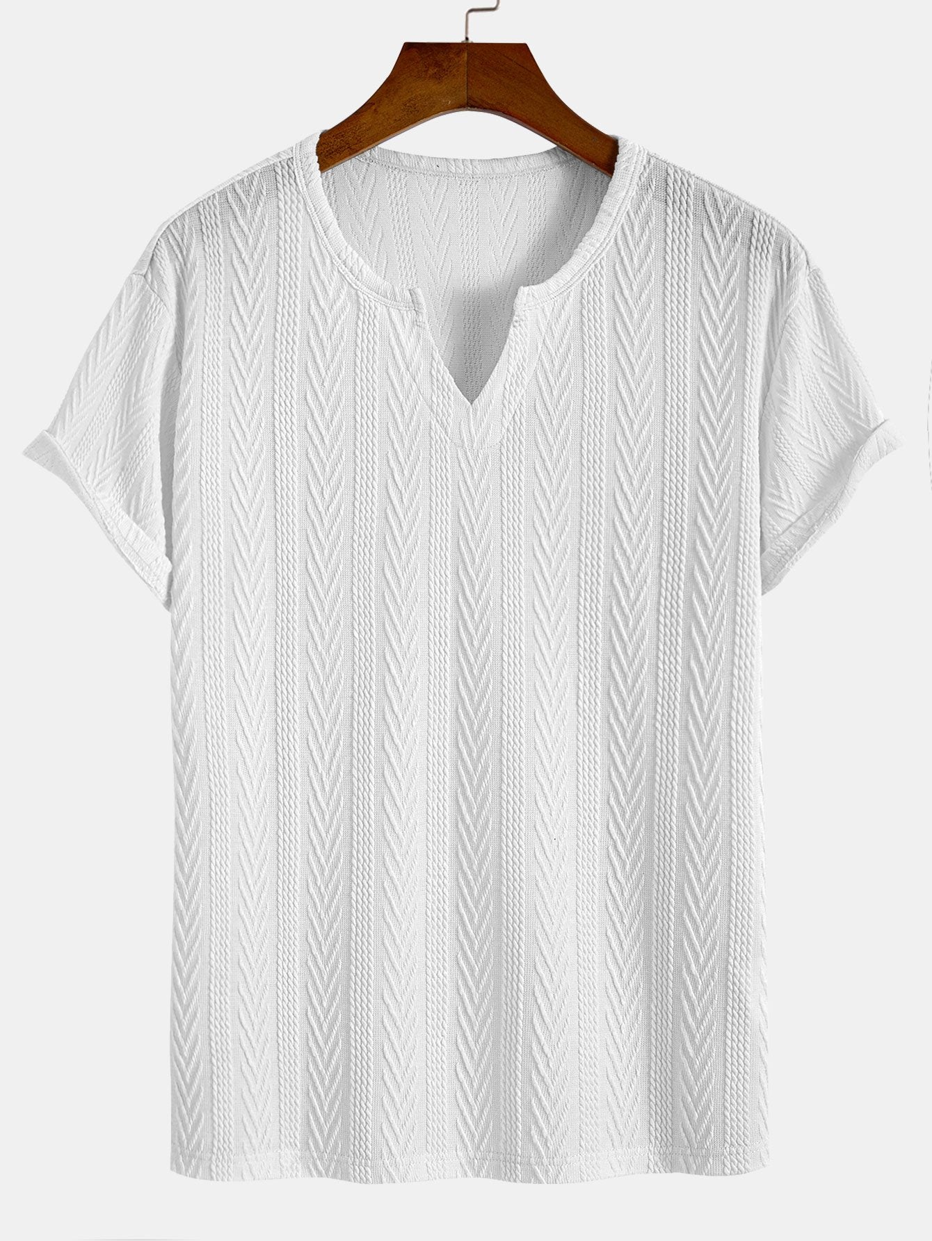 Muscle Fit Geometric Jacquard Notch T-Shirt